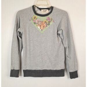 Supayana Long Sleeve Fleece Lined Sweatshirt Gray w/Fox Image Women No Size Tag